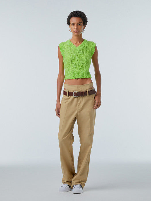 Instantfunk Cable Knitwear Crop Vest - Green