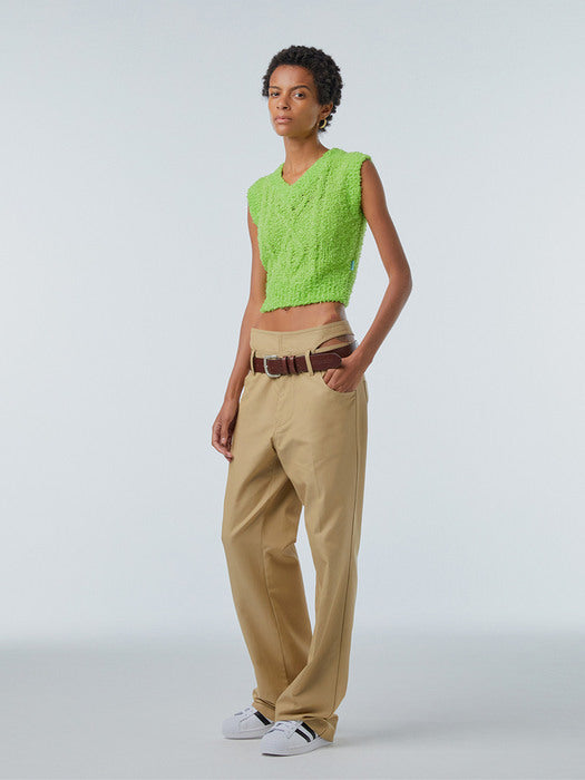 Instantfunk Cable Knitwear Crop Vest - Green
