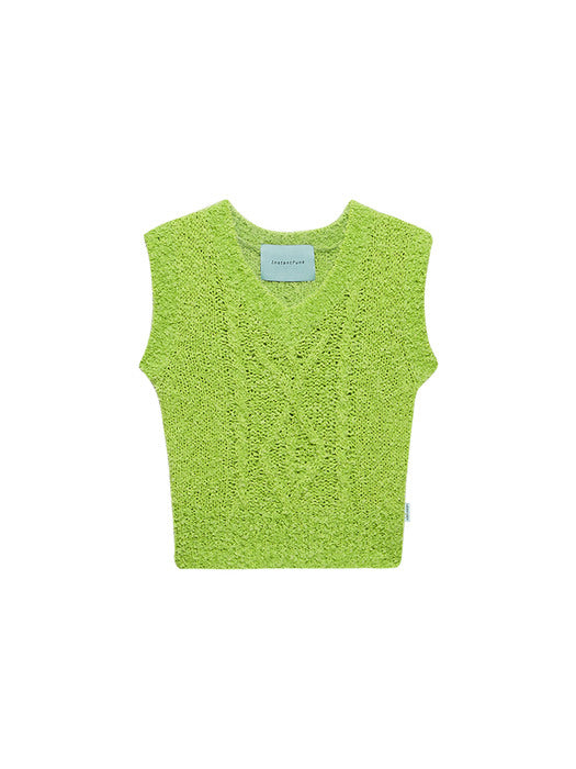 Instantfunk Cable Knitwear Crop Vest - Green