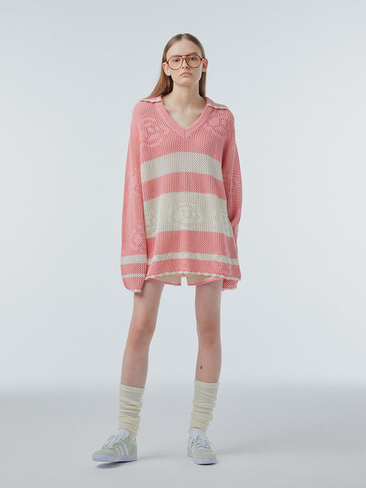 Instantfunk Oversized Jacquard Knitwear - Pink