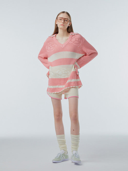 Instantfunk Oversized Jacquard Knitwear - Pink
