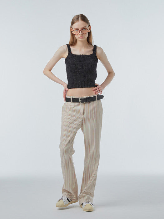 Instantfunk Stripe Semi Bootcut Pants - Beige