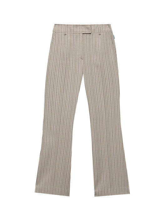 Instantfunk Stripe Semi Bootcut Pants - Beige