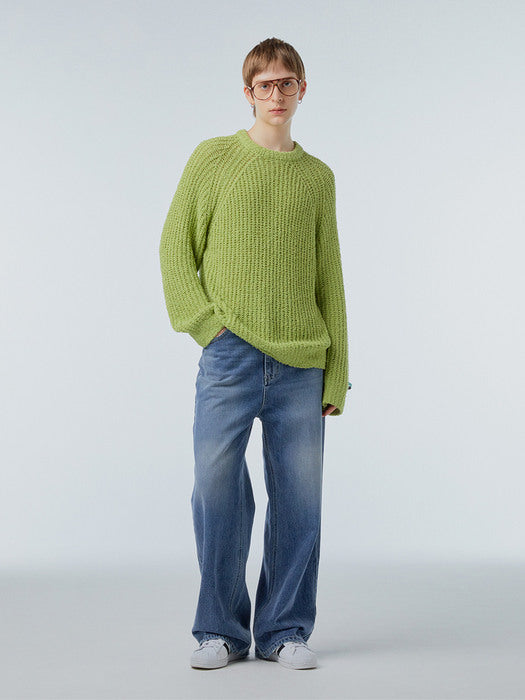 Instantfunk Ms Raglan Knitwear Pullover - Green