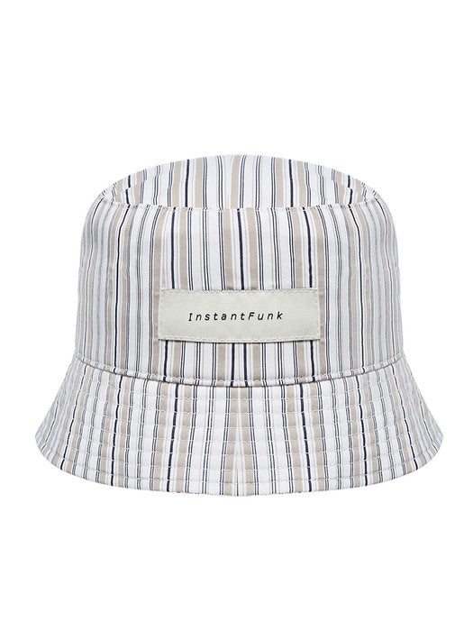 Instantfunk Stripe Bucket Hat - Beige