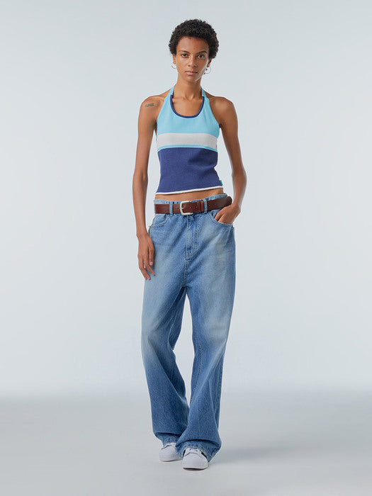 Instantfunk Halterneck Knitwear Top - Blue