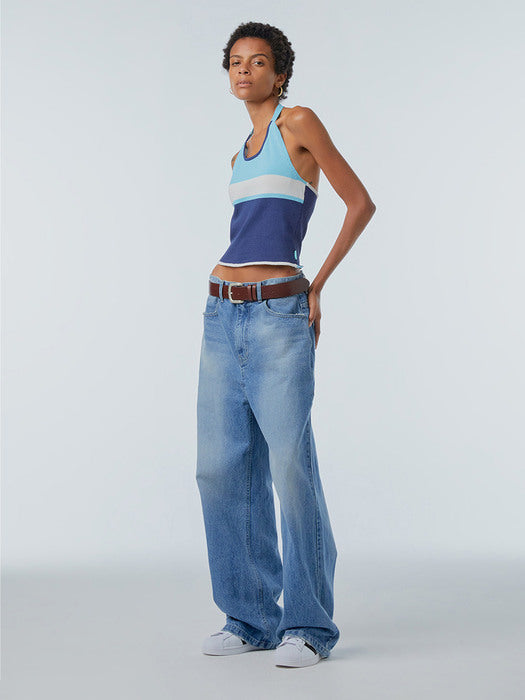 Instantfunk Halterneck Knitwear Top - Blue