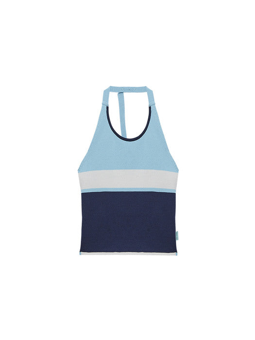 Instantfunk Halterneck Knitwear Top - Blue