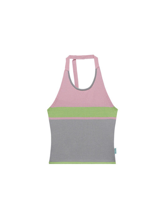 [Instantfunk] Halterneck Knitwear Top - Pink