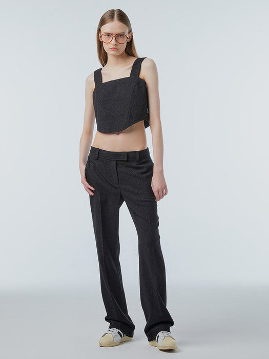 Instantfunk Tweed Semi Bootcut Pants - Black