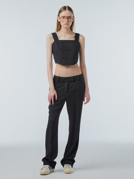 Instantfunk Tweed Semi Bootcut Pants - Black