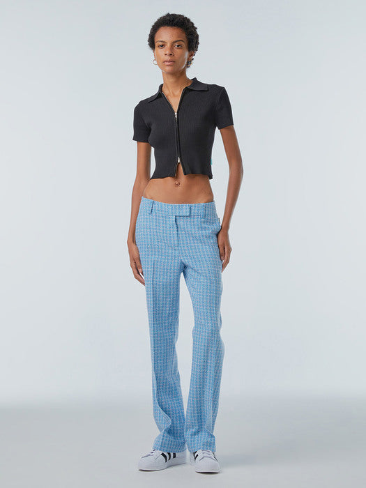 Instantfunk Tweed Semi Bootcut Pants - Blue