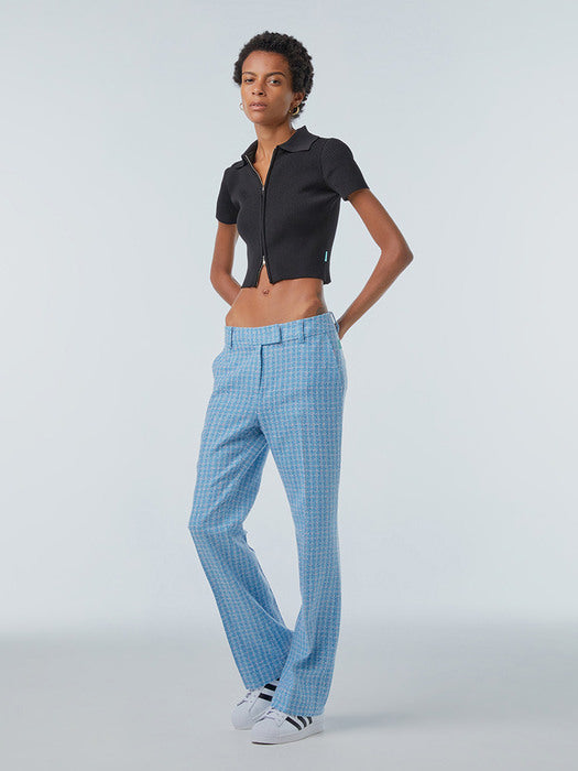 Instantfunk Tweed Semi Bootcut Pants - Blue