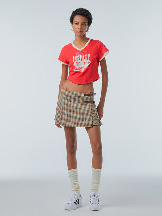 Instantfunk Check Wrap Mini Skirt - Beige