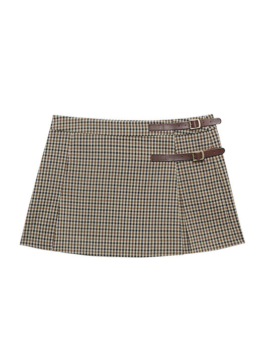 Instantfunk Check Wrap Mini Skirt - Beige