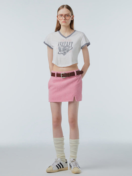 Instantfunk Terry Slit Mini Skirt - Pink