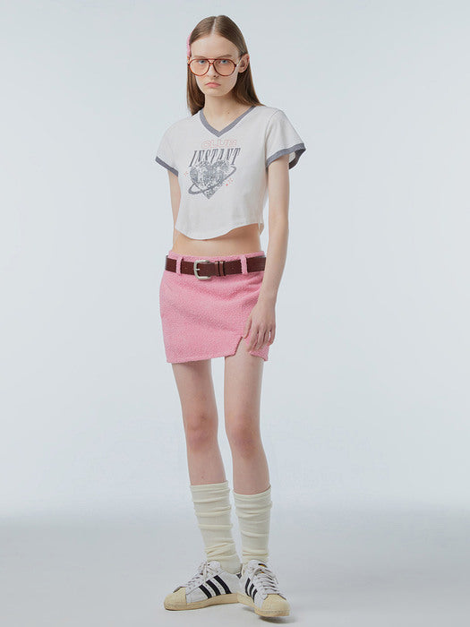 Instantfunk Terry Slit Mini Skirt - Pink