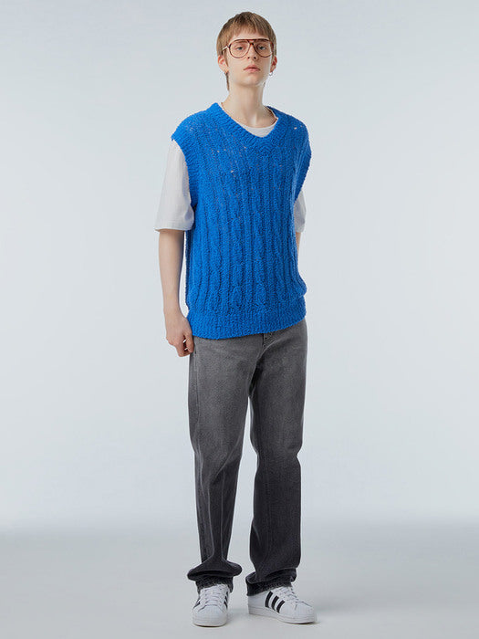 Instantfunk Ms Cable Knitwear Vest - Blue