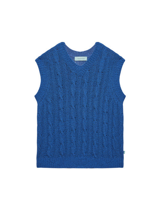 Instantfunk Ms Cable Knitwear Vest - Blue