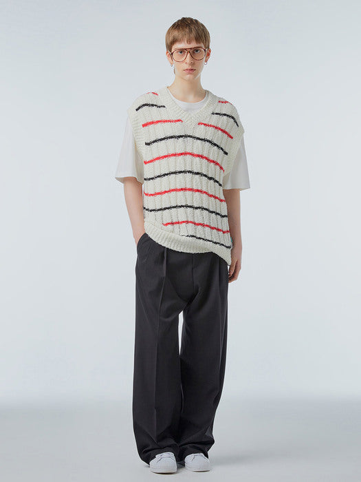 Instantfunk Ms Cable Knitwear Vest - Stripe