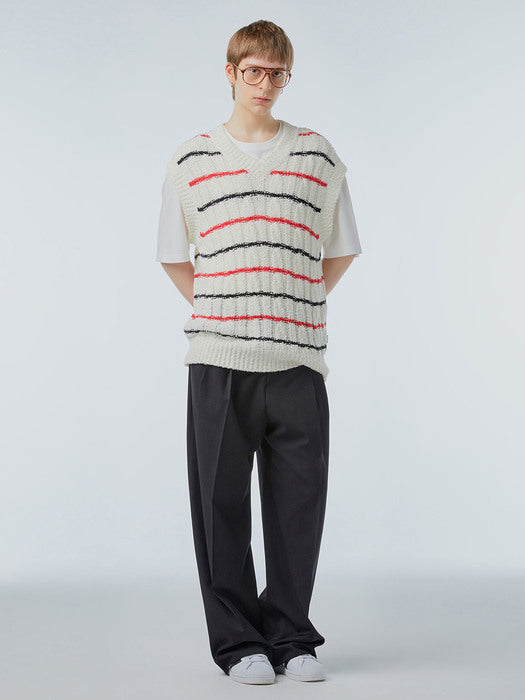 Instantfunk Ms Cable Knitwear Vest - Stripe