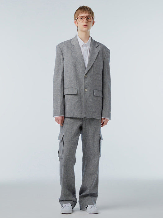 Instantfunk Ms Linen Cargo Slacks - Gray