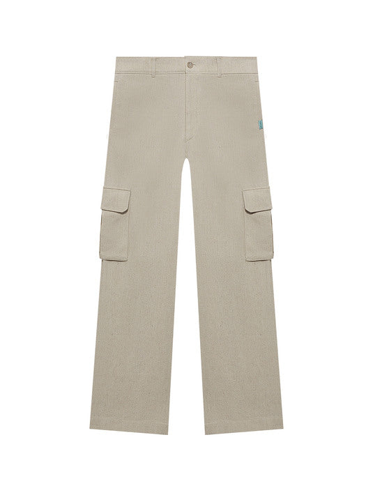 Instantfunk Ms Linen Cargo Slacks - Ivory