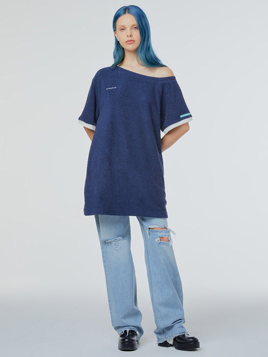 Instantfunk One-Shoulder Boucle Mini Dress - Navy