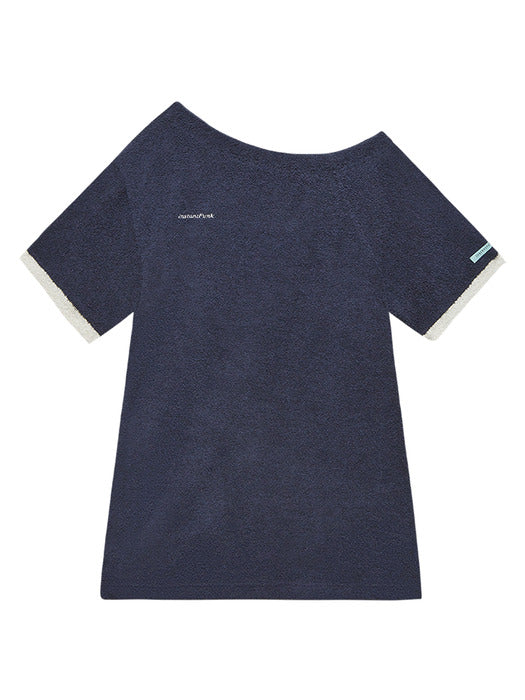 [Instantfunk] One-Shoulder Boucle Mini Dress - Navy