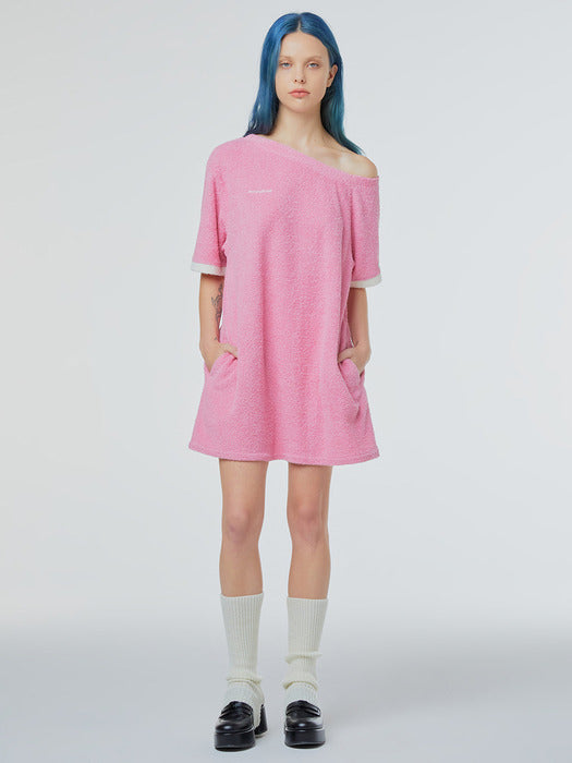 Instantfunk One-Shoulder Boucle Mini Dress - Pink