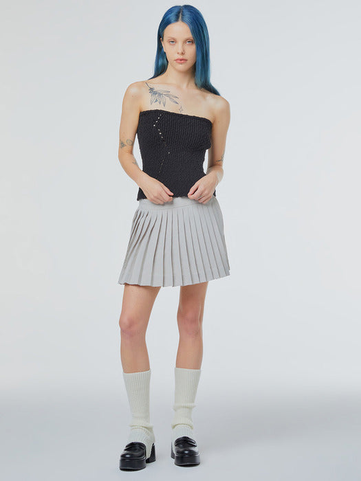 Instantfunk Eyelet Knitwear Tube Top - Black