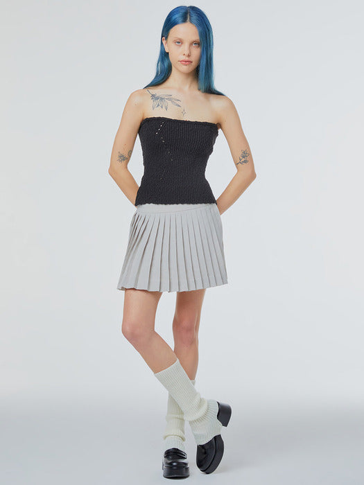 Instantfunk Eyelet Knitwear Tube Top - Black