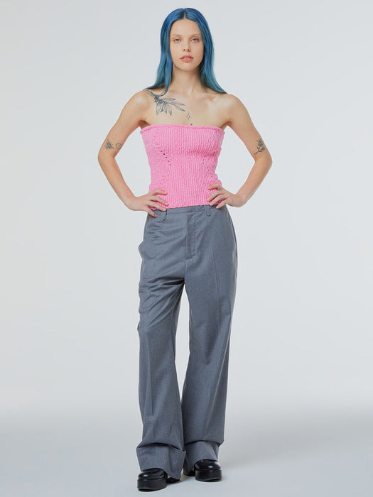 Instantfunk Eyelet Knitwear Tube Top - Pink