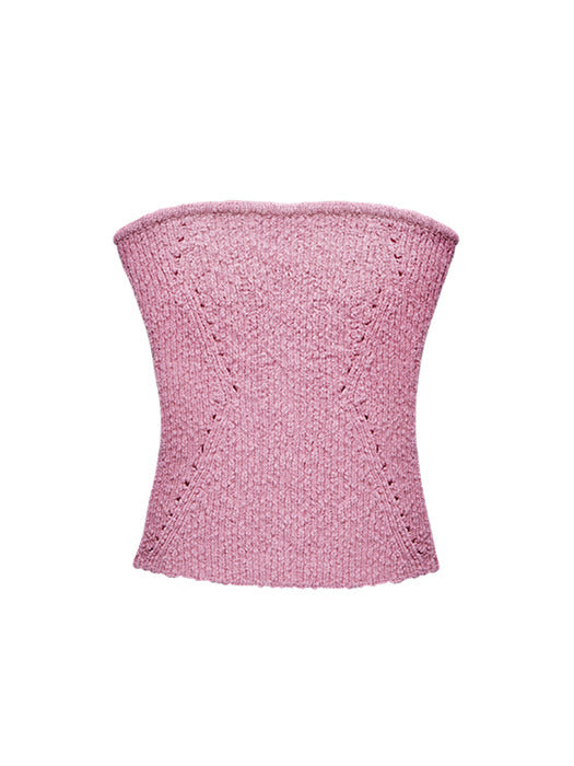 [Instantfunk] Eyelet Knitwear Tube Top - Pink