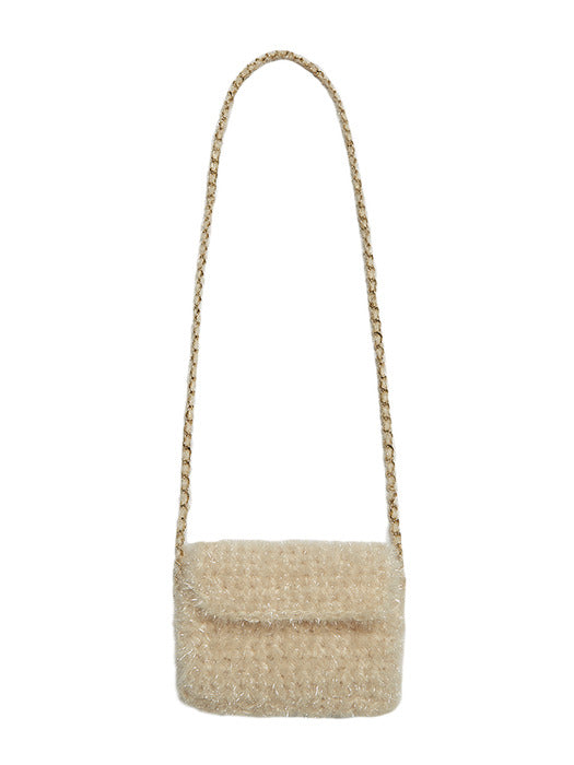 Instantfunk Sequin Knitwear Chain Mini Bag - Beige