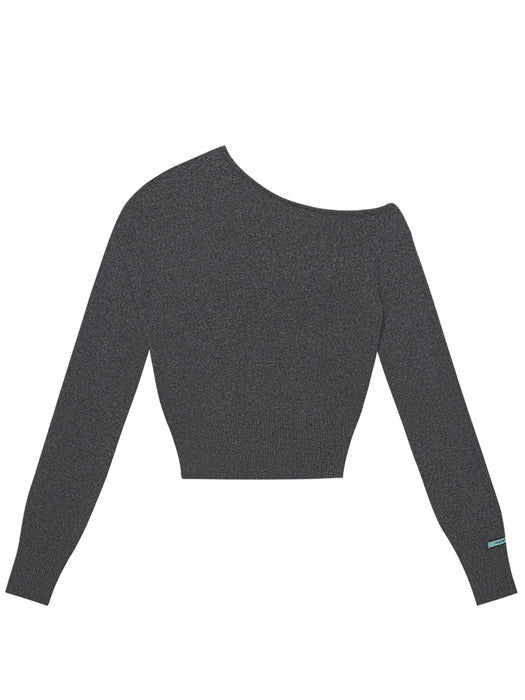 [Instantfunk] One-Shoulder Raccoon Knitwear