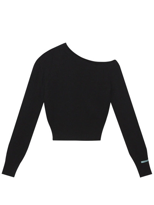 [Instantfunk] One-Shoulder Raccoon Knitwear