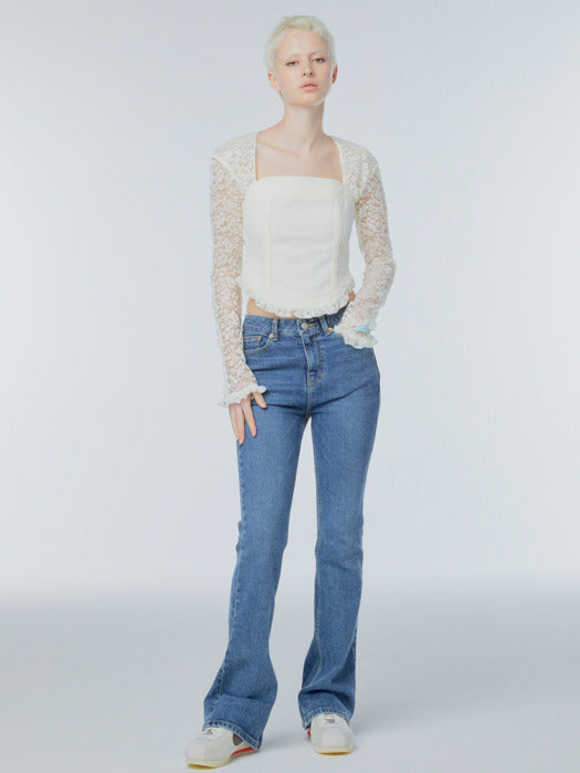 Instantfunk Lace Mix Square Neck Blouse