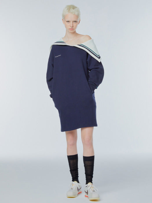 Instantfunk One-Shoulder Sailor Collar Dress