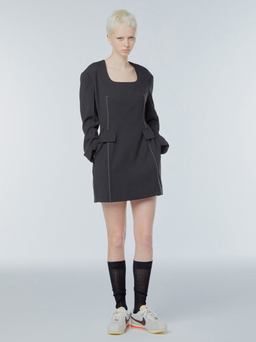 Instantfunk Square Neck Slim Dress