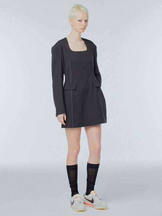 Instantfunk Square Neck Slim Dress