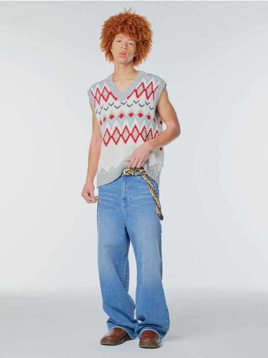 Instantfunk Ms Argyle Wool Knitwear Vest