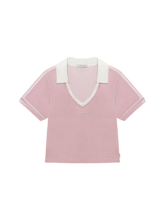 Instantfunk V-neck Collar Velvet T-shirt