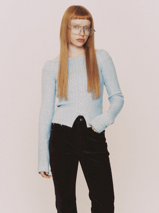 Instantfunk Off-Shoulder Slim Wool Knitwear