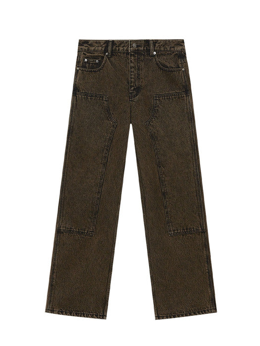 Instantfunk Ms Stone-Washed Carpenter Denim Pants