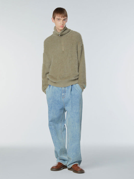 Instantfunk Ms Brushed Half Zip-Up Knitwear