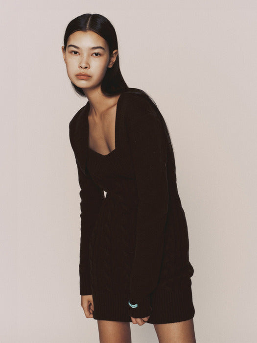 [Instantfunk] Cable Wool Knitwear Bolero Dress