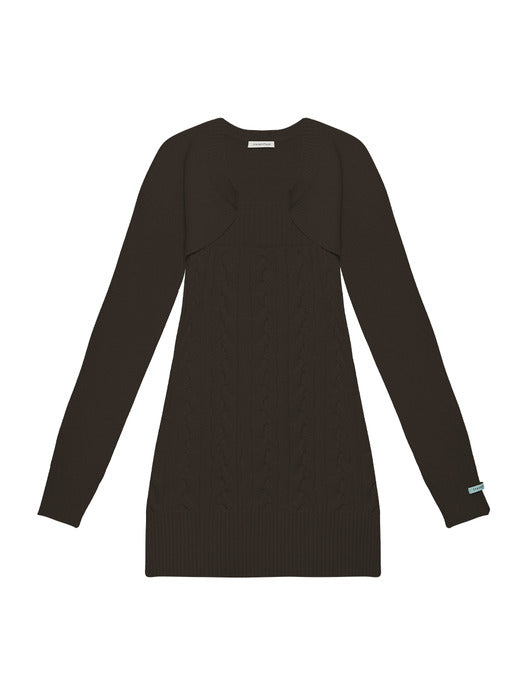 [Instantfunk] Cable Wool Knitwear Bolero Dress