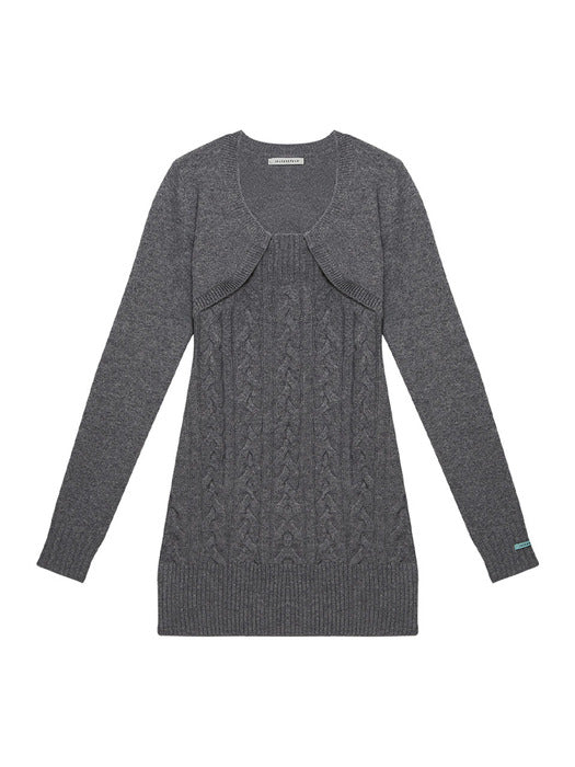 [Instantfunk] Cable Wool Knitwear Bolero Dress