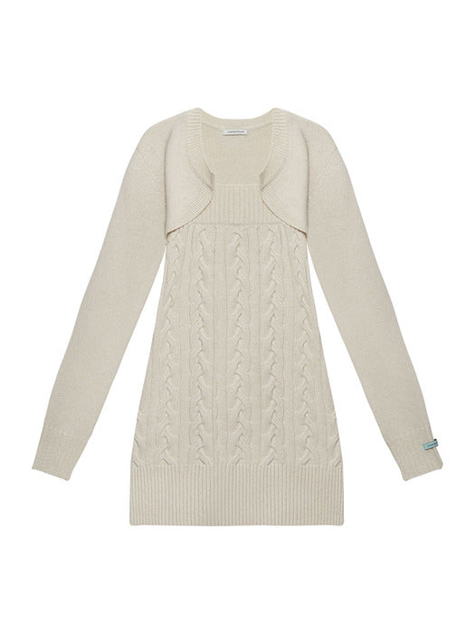 [Instantfunk] Cable Wool Knitwear Bolero Dress